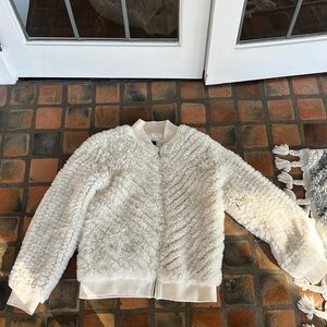 White faux fur bomber jacket